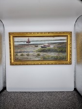 S Cook 1969 Painting Barges Boats Landscape