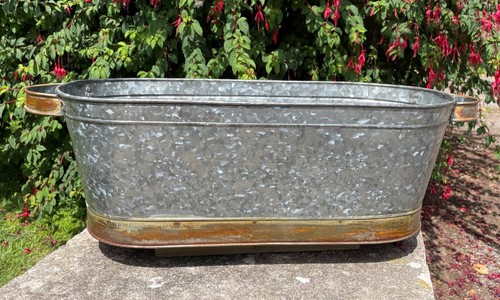 Galvanised zinc metal - metal, planters