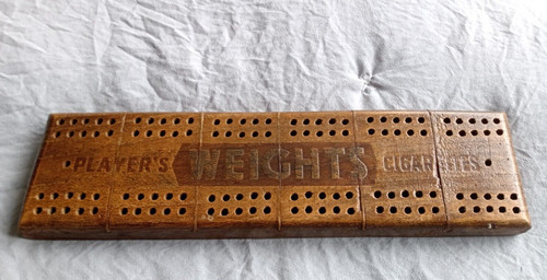 Vintage oak cribbage board - oak,