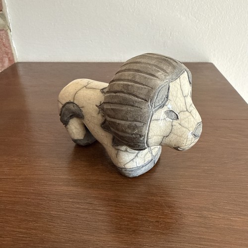Raku pottery lion figurine - pottery,