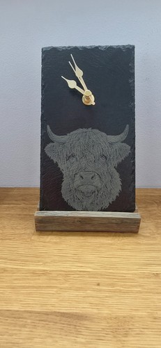 Engraved slate clock with - slate,