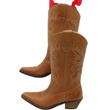 Wrangler Women's Brown Leather Cowboy Boots Size 38 Used