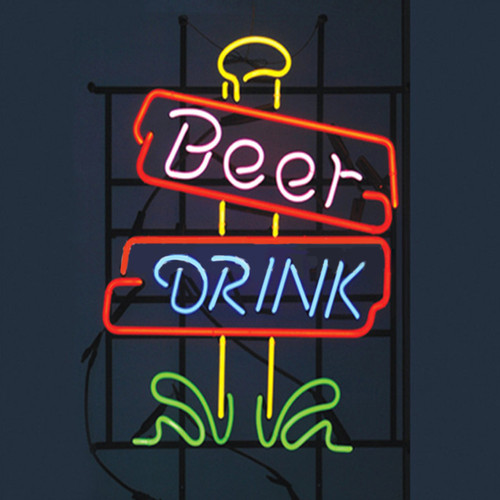 Beer drink road - sign, neon