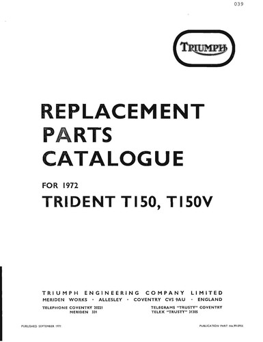 Triumph parts manual - parts,