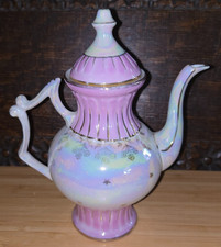 Pretty Vintage Opalescent Lustre Pearl Pink & Gold Teapot, Bavaria Germany