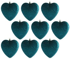 Teal Heart Christmas Baubles