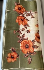 Vintage Ladies Satin Floral 26” Square Headscarf