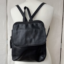 Jobis Backpack Soft Black Leather Rucksack Shoulder Bag Grab Strap