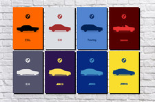POSTER - BMW SILHOUETTES (Choose Size) - E9 E24 E28 3-Series 5-Series M3 M5 etc