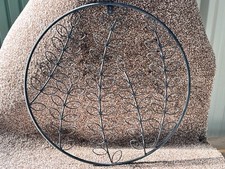 VINTAGE WROUGHT IRON ROUND WALL PLAQUE HANGING ARTWORK LEAF DESIGN