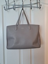 FURLA Taupe Grey Large Leather Shoulder Bag, Handbag,  Read Description 