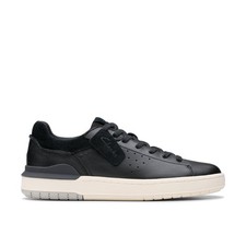 Clarks Mens Courtlite2 Run Black Leather Lace Up,Trainers