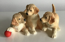 Border Fine Arts 2003 Hand Painted 3 Golden Retriever Pups/Dogs Ornament A2314