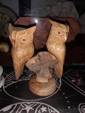 Hand Carved Drift Wood Owls