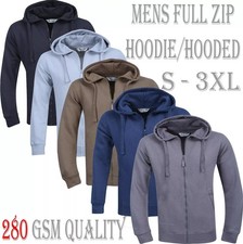 Mens Plain Fleece Zip Up Top Zipper Hoody Sweatshirt Gym Jumper Hoodie NewS-3XL