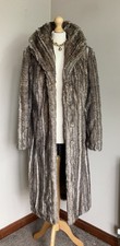 Per Una animal raccoon striped glamorous long faux fur coat size M 12-14