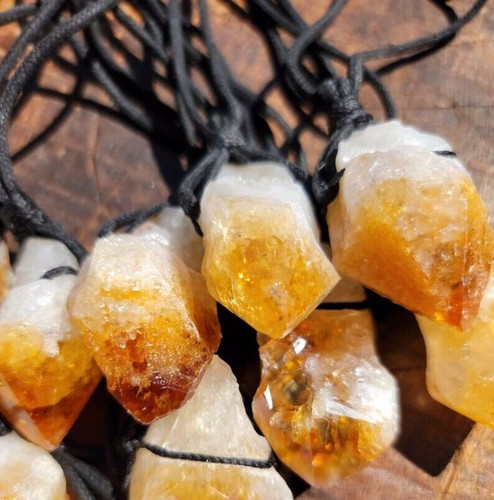 Raw citrine crystal pendant - raw,