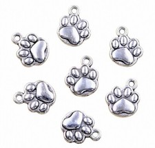 5 x Dog Paw Metal Charms