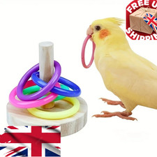 Wooden interactive parrot ring - wooden,