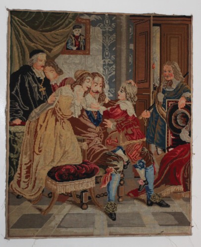 C19th berlin woolwork king - woolwork,