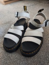 Doc Marten Women's Sandals Size 5 White and Black Buckle Strap Leather Shoes
