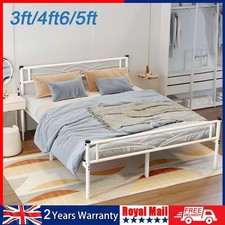 3ft/4ft6/5ft Bed Mattress Foundation Metal Iron Bed Frame with Under-bed Storage