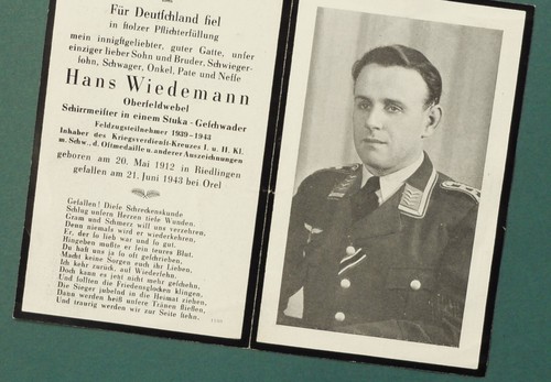 Ww2 german death card flight - ww2,