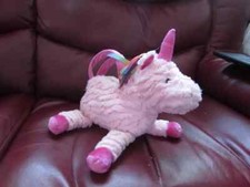 CHILD'S PINK SOFT PLUSH NOVELTY UNICORN THEMED/SHAPED HANDBAG BY SAINSBURY'S