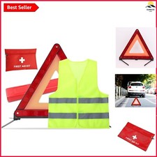 Roadside Emergency Car Breakdown First Aid Kit High Viz Vest Warning Triangle