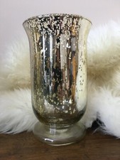 Tall Gold Speckled Glass Storm Candle Holder Large Hurricane Vase MULTIBUY AVLB