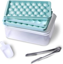 Mini Ice Cube Tray with Lid and Bin | 66 Tiny Ice Makers, Small Round Ice Cubes