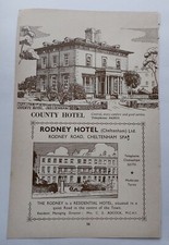 Cheltenham Spa -Vintage Advertising- County Hotel/ Rodney Hotel, 1950's
