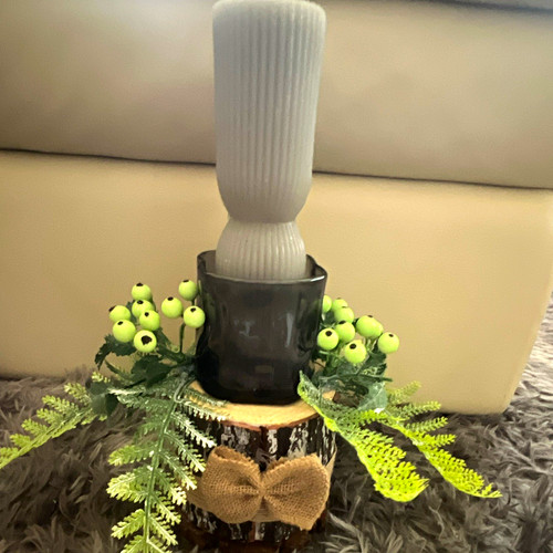 Wood log candle - holder, with