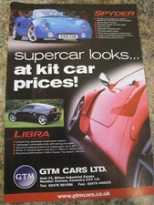 SUPERCAR LOOKS AT KIT-CAR PRICES LIBRA SPYDER GTM CARS ADVERT A4 FILE 21