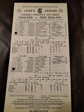 CRICKET SCORECARD ENGLAND V