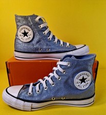 Converse Chuck Taylor Glitter High Top Trainers UK 5 Sparkle Silver/Blue Sneaker