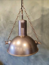 Industrial Vintage Metal Dome Pendant Light_Chain & Handles - Gunmetal Set of 6