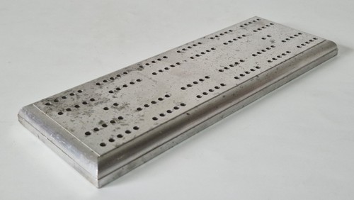 Vintage metal cribbage board - metal,