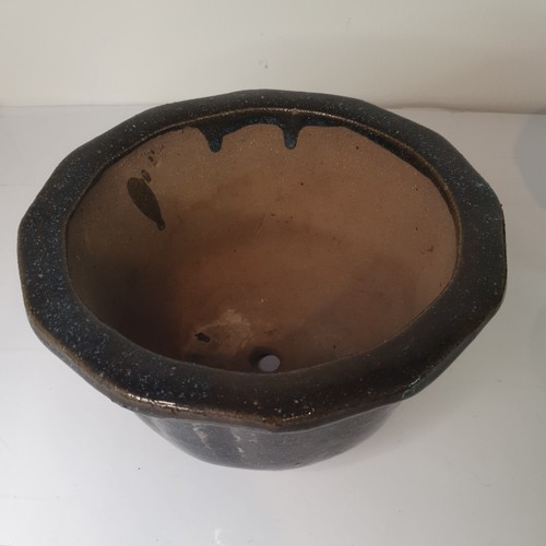 Vtg ceramic bonsai pot brown - bonsai,