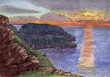 Barras Nose Tintagel Cornwall 1879 - Small Watercolour Painting - 19th Century