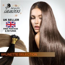 Nano ring real remy human hair extensions brunette range 1g 12A quality