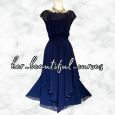 MONSOON NAVY PEARLED WEDDING OCCASION PARTY DRESS SIZE 16