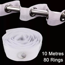 10 Metres Curtain Heading Tape with 80 Round Eyelet Rings for Curtain Blinds UK