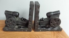 VINTAGE WOODEN CANNON BOOKENDS