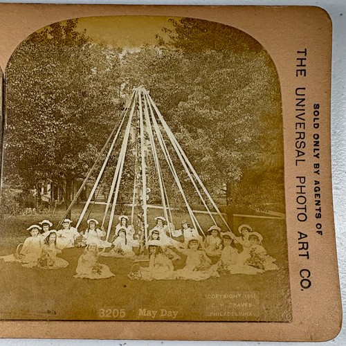 Stereoview girls may day - stereoview,