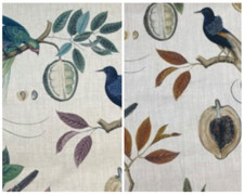 Sanderson Paradesia Curtain Fabric, Material, Orange/ Olive or Fig/ Indigo 