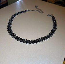 Choker Black Necklace Crystal Rhinestone 3 Row Diamante Shine Sparkly Party Gift