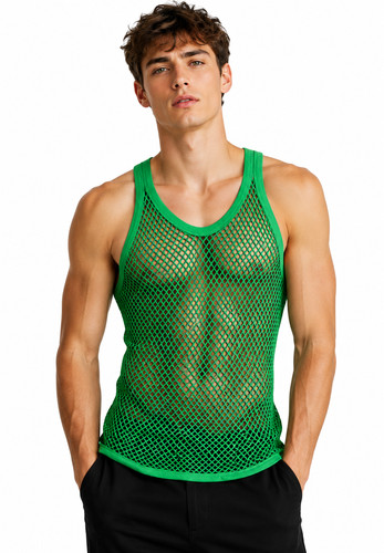 Men string mesh vest - mesh,