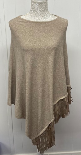 Soft knit asymmetric poncho
