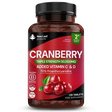 Cranberry Tablets Triple Strength 30,000mg - Enriched With Vitamin C&D 120 Fill